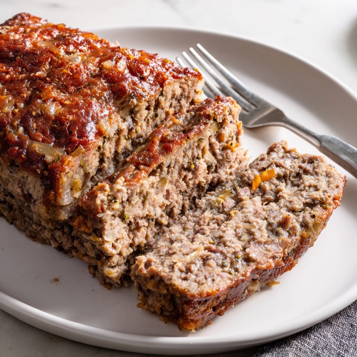 Homemade Stove Top Stuffing Meatloaf recipe: browned ground beef mixed with aromatic herb stuffing.