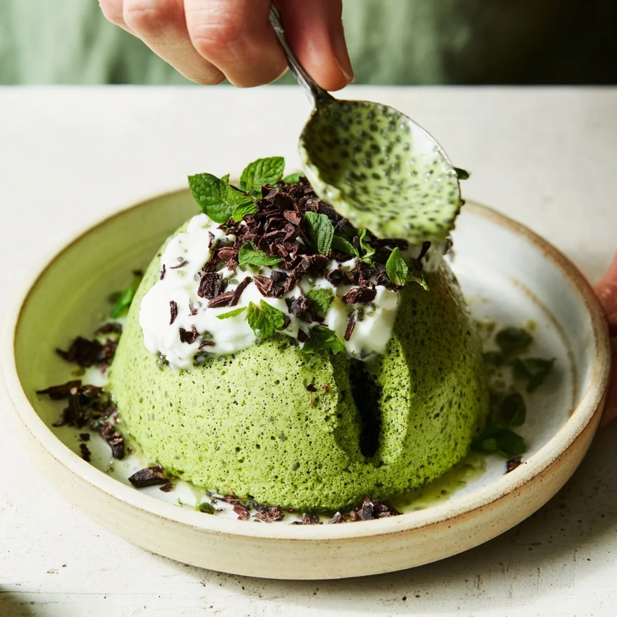 Vibrant Grinch Green Mint Matcha Chia Pudding, a refreshing and creamy breakfast treat, chilled overnight.
