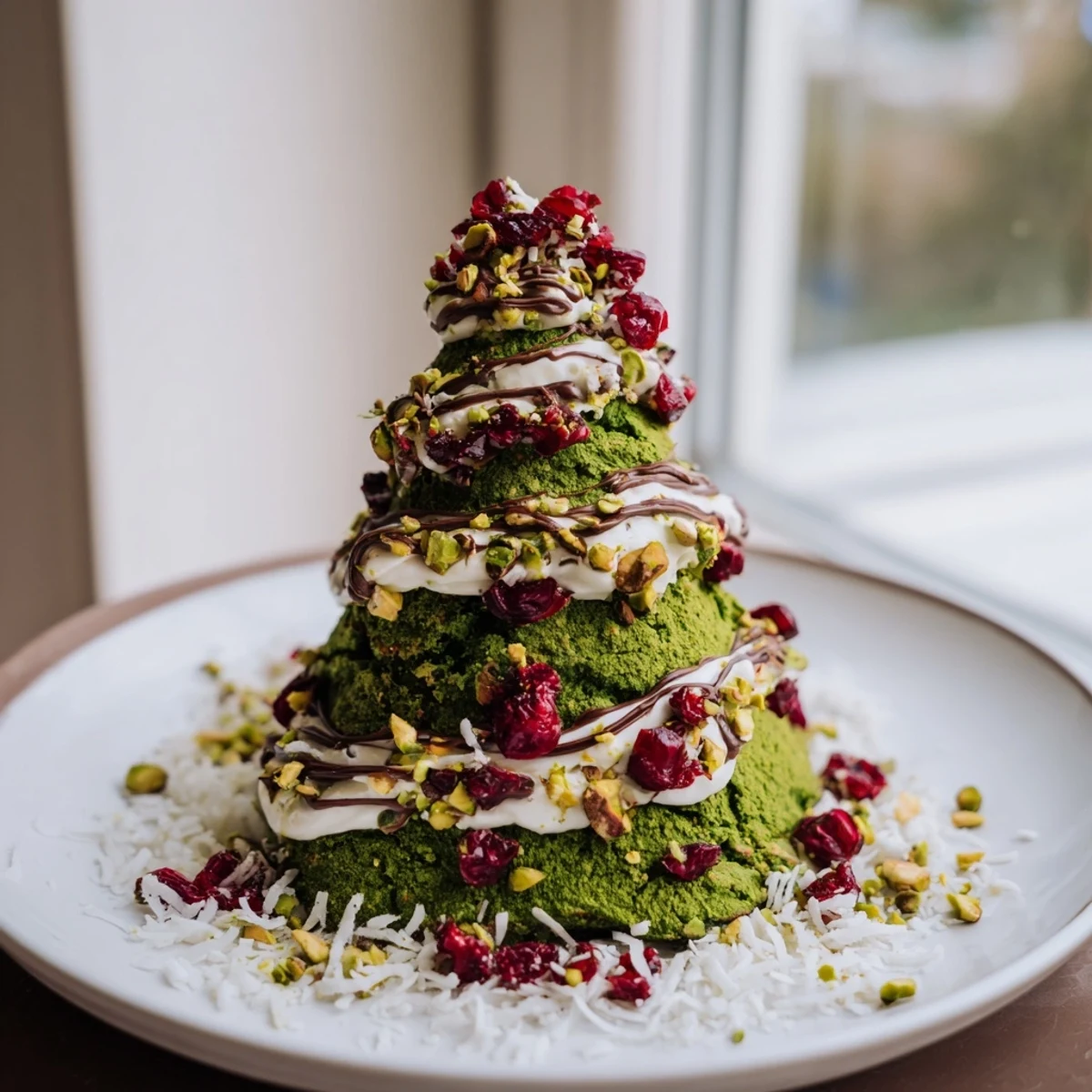 Delicious holiday matcha pistachio Christmas tree energy bites, perfect for healthy snacking and dessert sharing.
