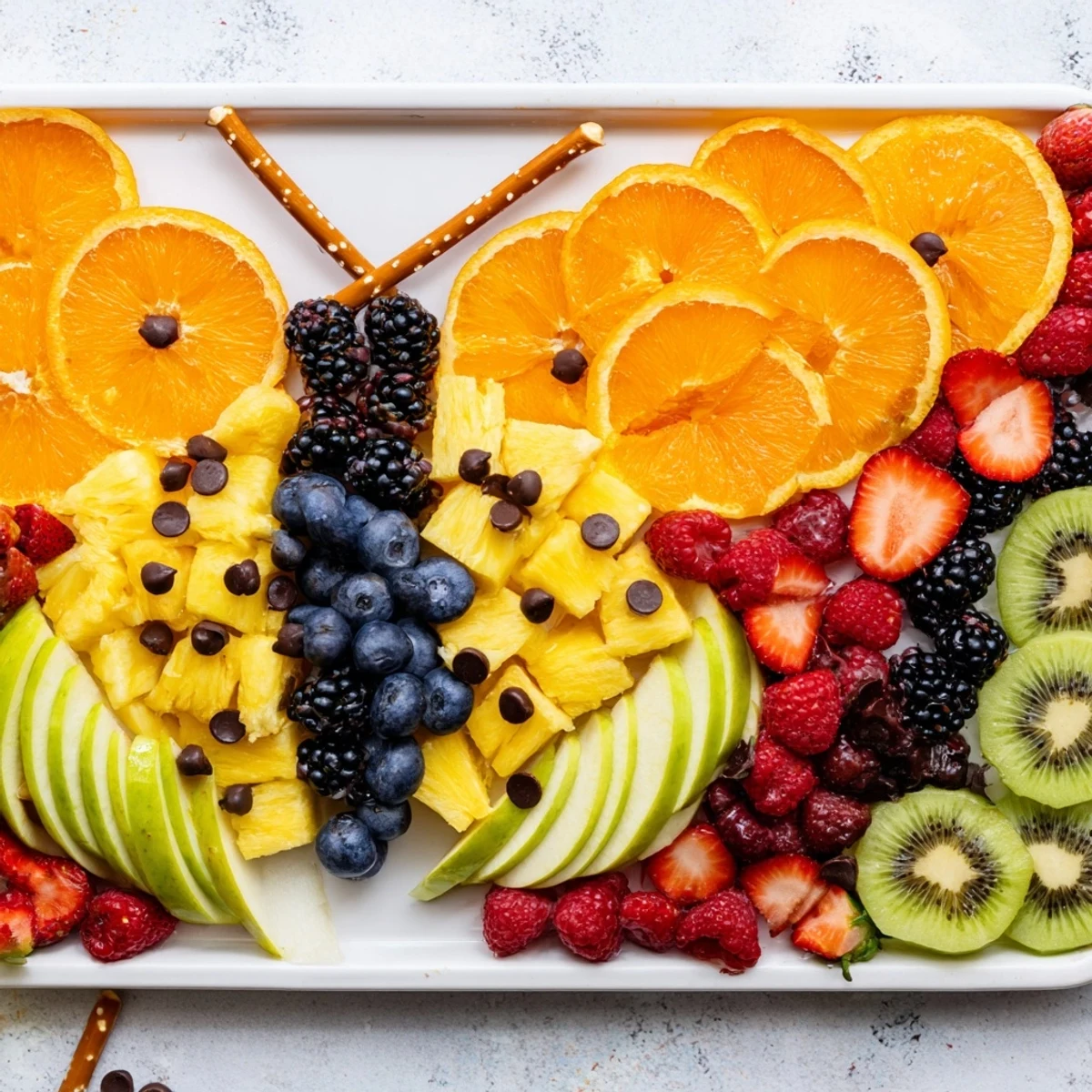 Fresh Monarch Magic Fruit Butterfly Tray, bursting with vibrant summer fruits, ready to enjoy.