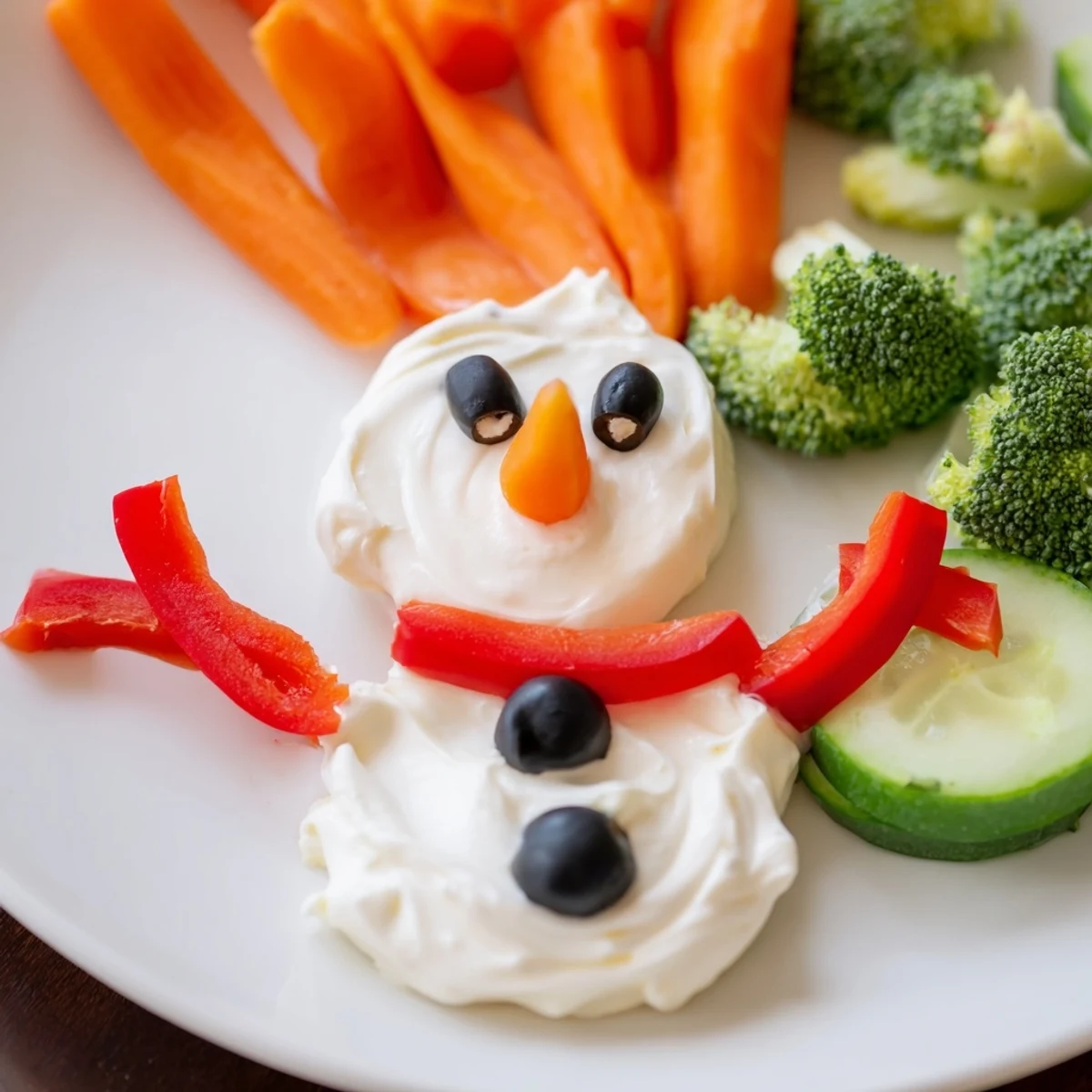 Snowman Veggie Dip Platter