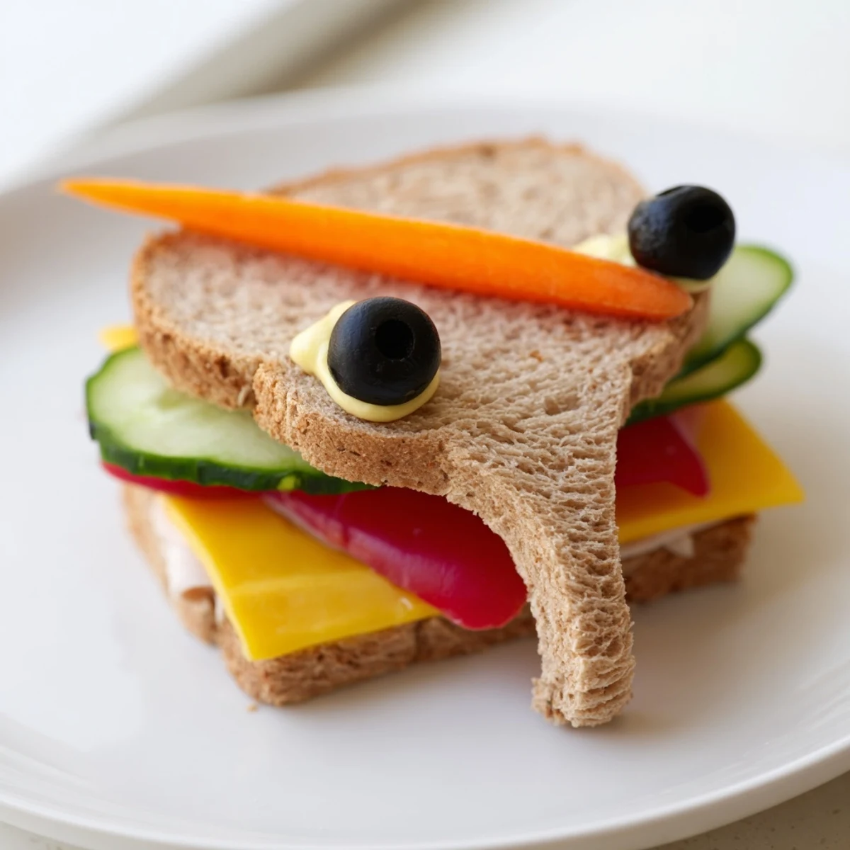 Vibrant Big Top Elephant Sandwiches, a fun, kid-friendly snack platter with olives and carrot trunks.