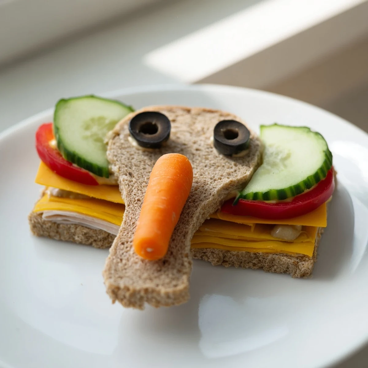 Close-up of a whimsical Big Top Elephant Sandwich board, showcasing creative elephant sandwich designs.