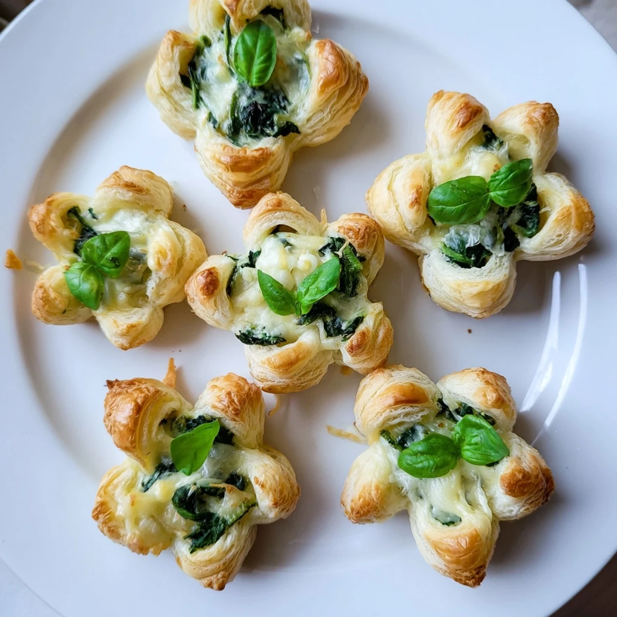 Golden, baked Lucky Clover St. Patrick's Day Bites, a savory appetizer with cheese filling and puff pastry.