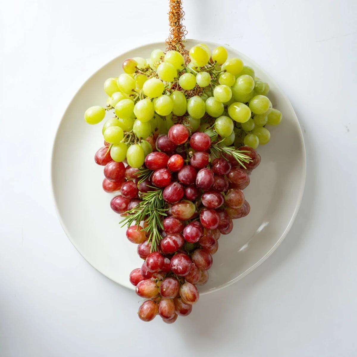 A rustic bread "stem" completes this tasty Vineyard Grape Cluster, perfect for your next party.