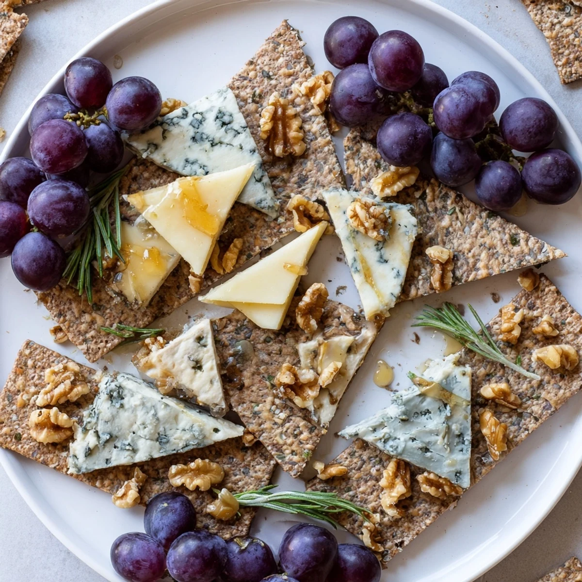 A visual feast featuring The Blue Ridge Mountains cheese platter with honey and walnuts.