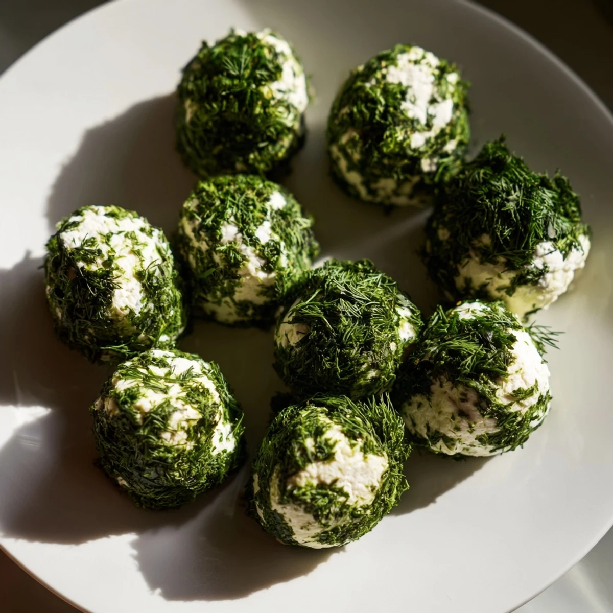 Creamy goat cheeses become whimsical "Mossy Stones," rolled in fresh herbs; ready to serve as an appetizer.