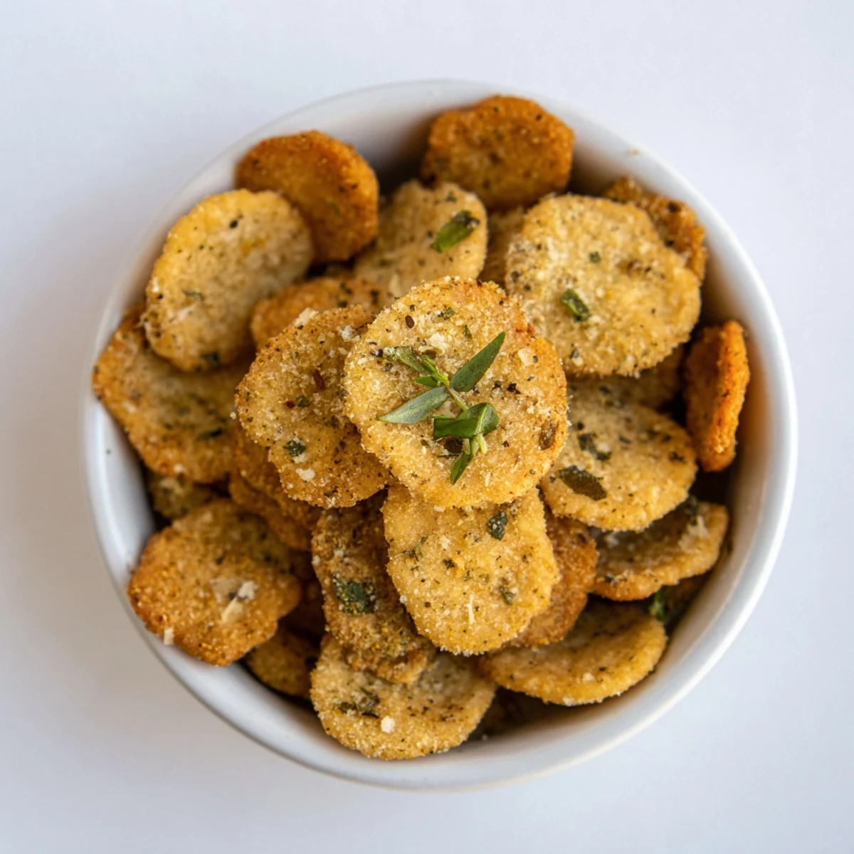 Enjoy a savory twist: close-up of pasta chip cereal, a fun appetizer for sharing.