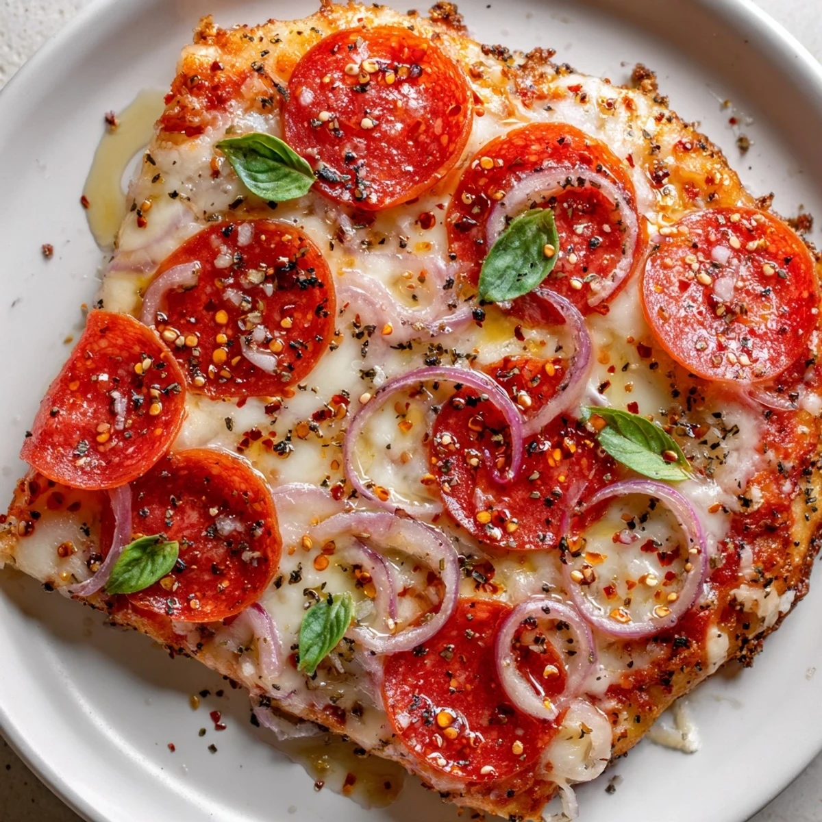 Hot honey pepperoni flatbread, a masterpiece of melted cheese and spicy pepperoni.