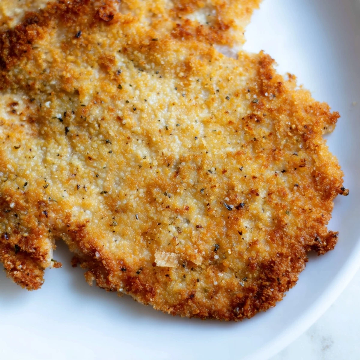 Golden, crispy air fryer chicken cutlets, perfectly cooked and ready to serve with a squeeze of lemon.