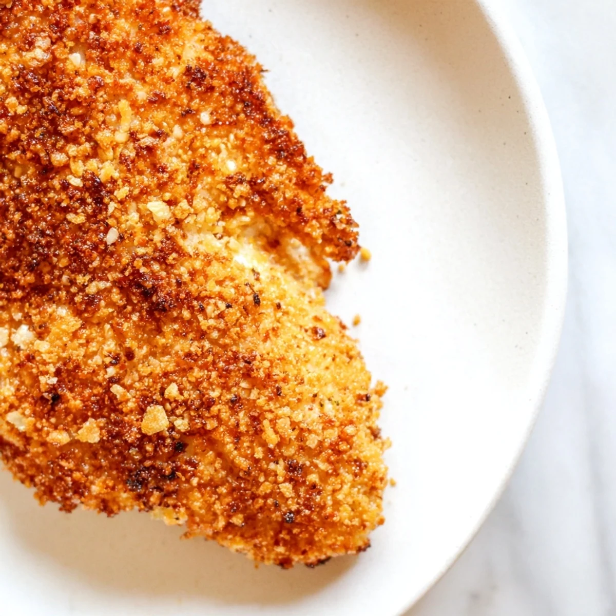 Up-close shot of air fryer chicken cutlets, displaying the satisfying texture and savory aroma.