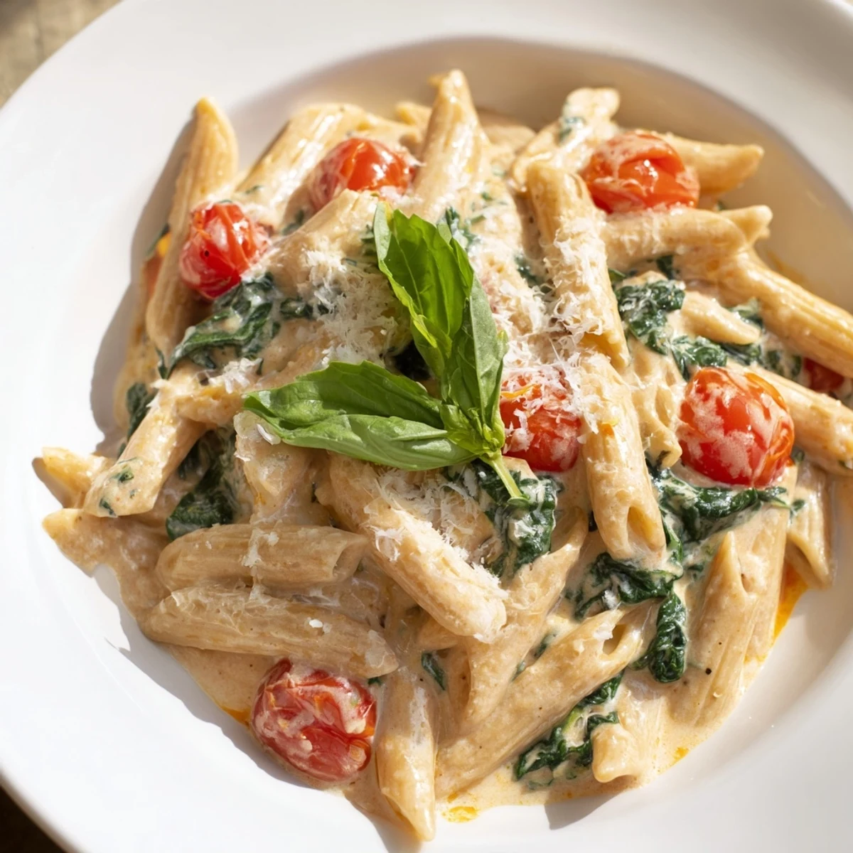 Decadent Cottage Cheese High-Protein Creamy Pasta, steaming and plated, ready for a delicious dinner.