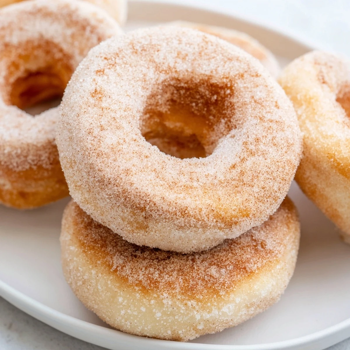 Warm, freshly made 1-Minute Air Fryer Donuts with a crispy outside and soft inside, ideal for dessert.