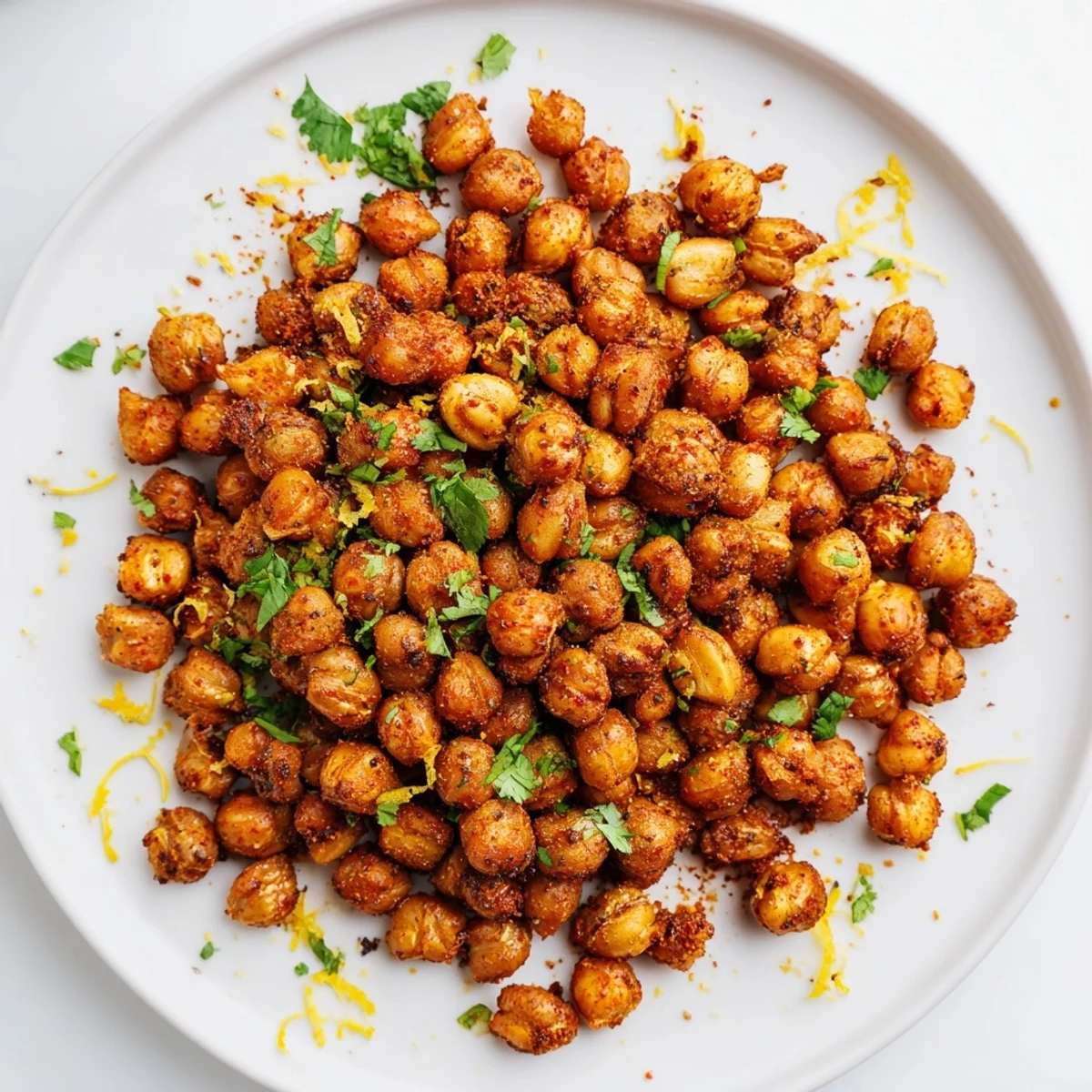 Smoked paprika coats the delicious harissa chickpea roast ready to eat, served as a flavorful side.