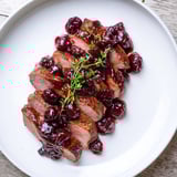 This delicious Cherry-Date Glazed Pork Tenderloin features beautifully seared pork coated with rich, dark glaze.