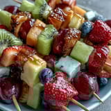 Rainbow Fruit Skewers Honey Dip
