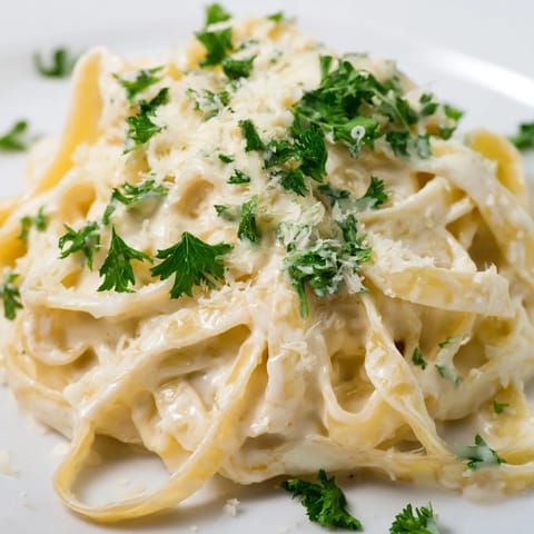 Quick and easy Pasta Alfredo Cottage Hack, a luscious Italian-American comfort food experience.