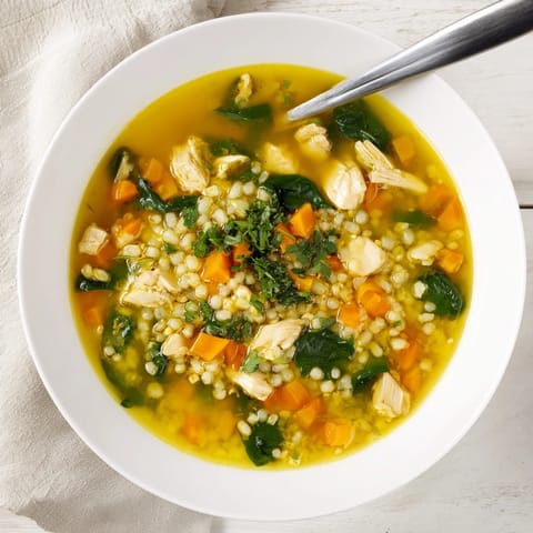 Soothing Turmeric Chicken With Pearl Barley