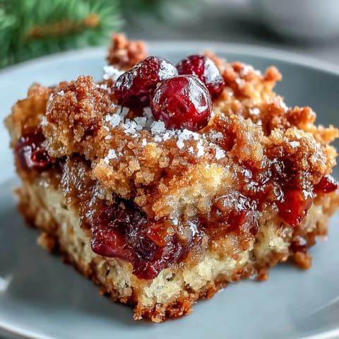 Golden crispy cranberry cobbler with bubbling tart cranberries and a buttery, golden crust, perfect for festive holiday desserts.  