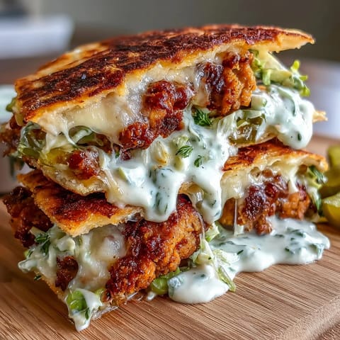 Crispy cheese-crusted tacos filled with juicy ranch-seasoned ground chicken and tangy dill pickles.  