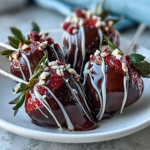 Luxurious Valentine strawberry bouquet featuring dark and white chocolate-dipped berries, decorated with nuts and sprinkles for a festive touch.  