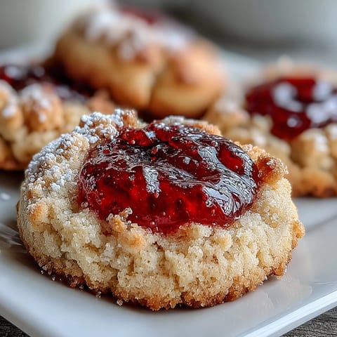Strawberry Picnic Thumbprint Cookies