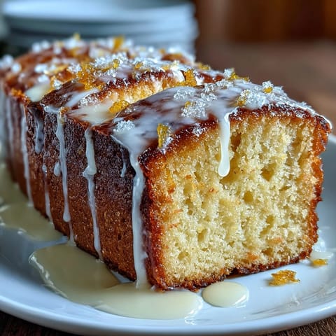 Golden pound cake infused with Limoncello liqueur, drizzled with tangy lemon glaze for a citrusy finish.