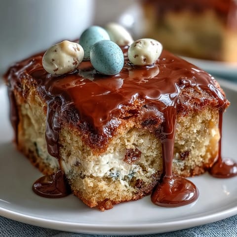 Cadbury Egg Blondies with White Chocolate Drizzle: golden, chewy blondies loaded with Cadbury Mini Eggs and topped with creamy white chocolate drizzle.