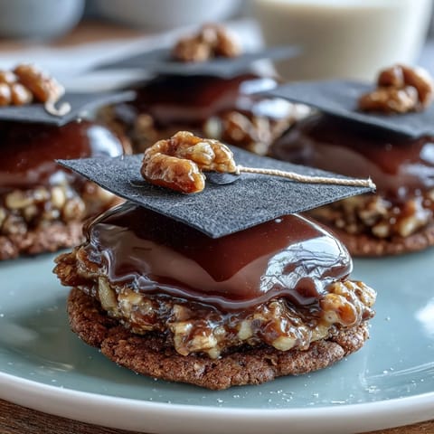 Celebrate graduation with festive sugar cookies shaped like graduation caps and decorated with royal icing.