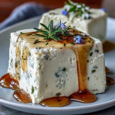 Silky honey lavender panna cotta with delicate floral notes, served in elegant glasses and drizzled with golden honey.