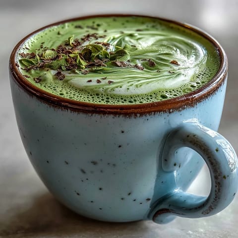 Creamy matcha oat milk latte, a quick, energizing, dairy-free beverage for any time.