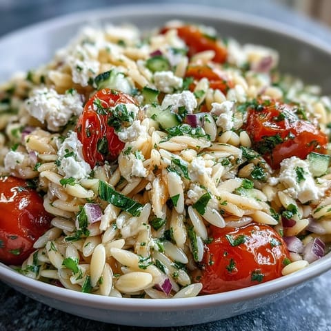 Tangy lemon dressing coats tender pasta in this easy Summer Orzo Salad. Perfect picnic dish.