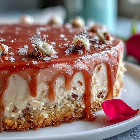 Bridal Shower Rosé Velvet Cake with glistening gold drip ready for celebration.