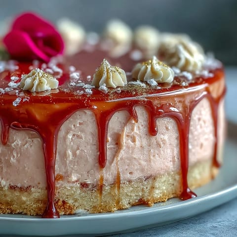Elegant pink cake, swirled with rosé buttercream and shimmering gold cascade.