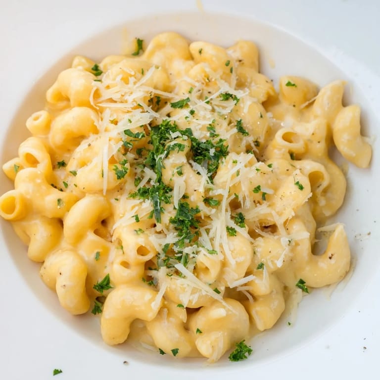 Warm, comforting one-pot butternut squash mac & cheese ready for a delicious family meal.