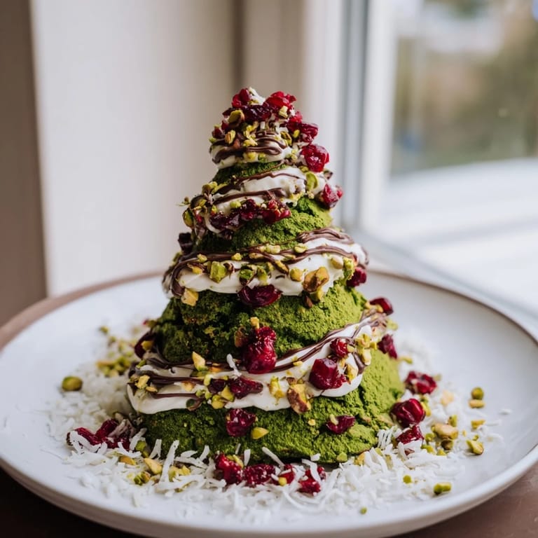 Delicious holiday matcha pistachio Christmas tree energy bites, perfect for healthy snacking and dessert sharing.