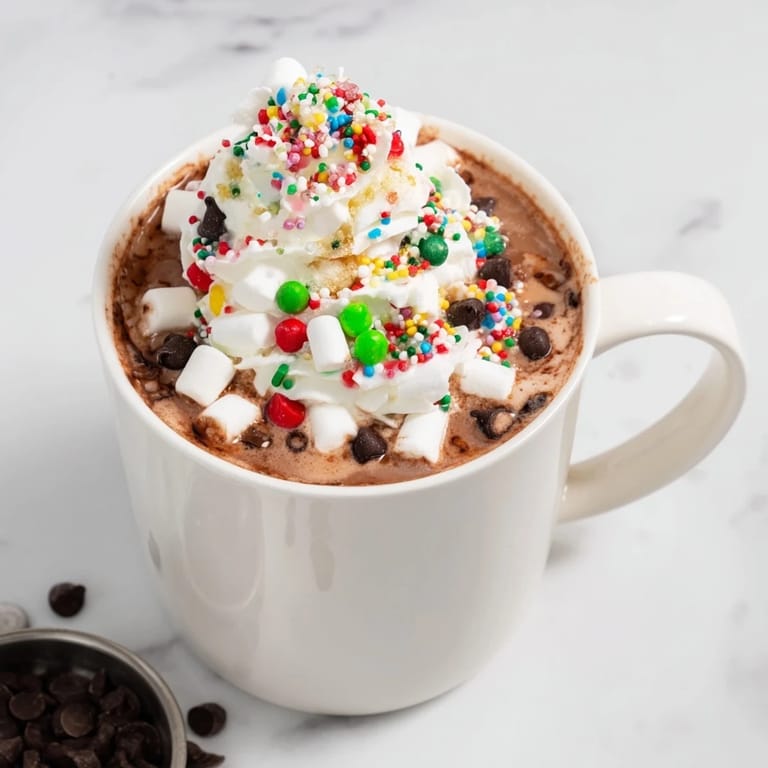 Warm and inviting Reindeer Hot Cocoa Bar, a cozy treat with mini chocolate chips and caramel drizzle.