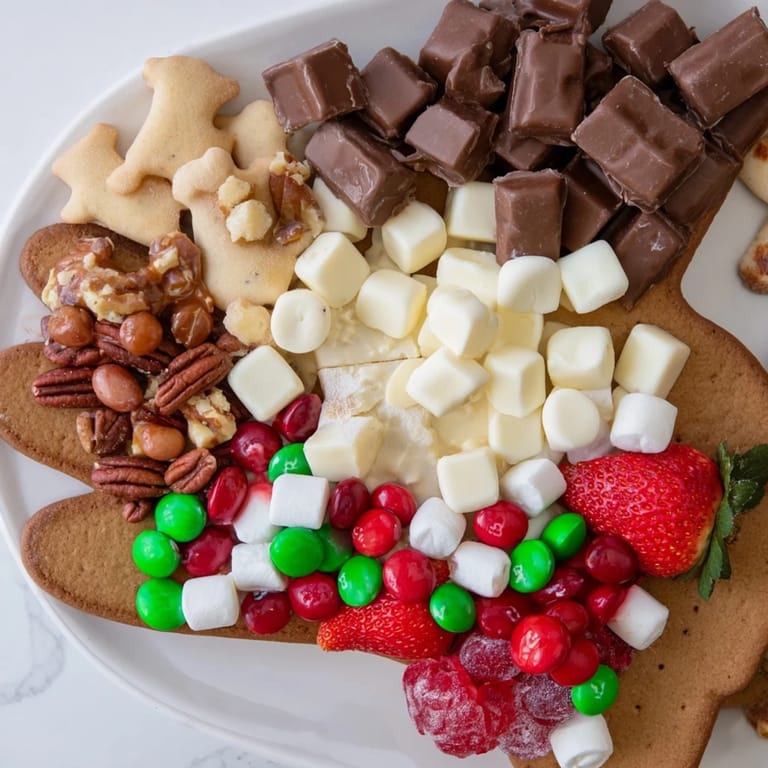 A beautifully arranged Cozy Mitten Dessert Board showcases colorful fruits and sweet treats for winter enjoyment.