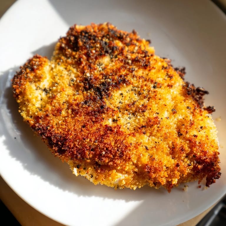 Air fryer chicken cutlets, featuring a crunchy breadcrumb coating and tender, juicy chicken inside.