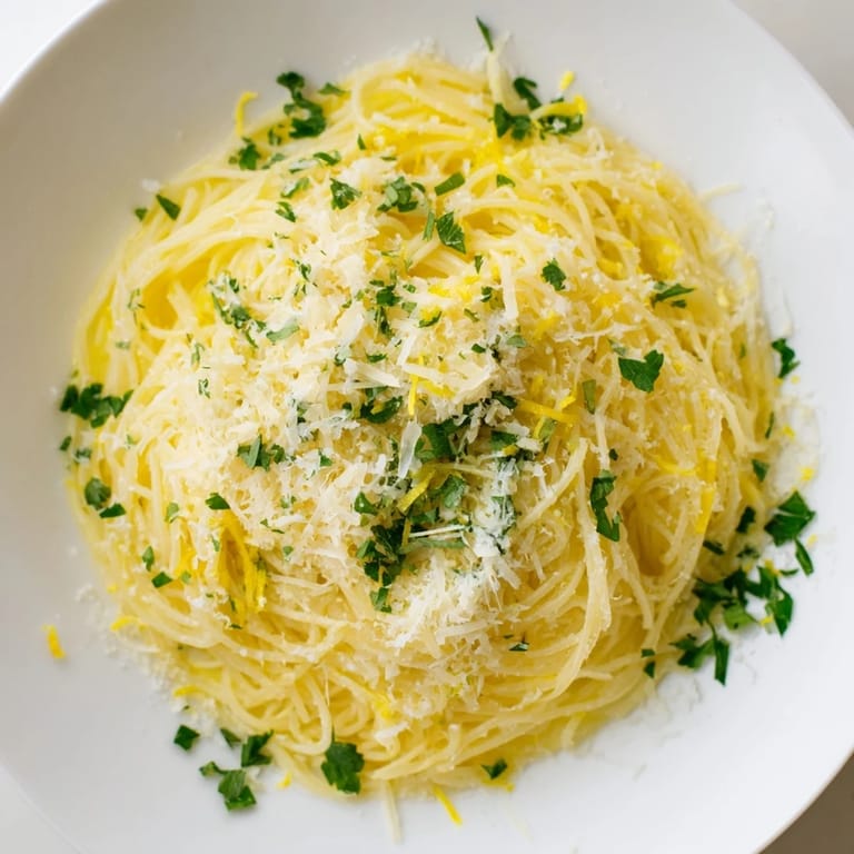Bright, flavorful Lemon Capellini recipe served, tempting with fresh herbs and zesty lemon flavor.
