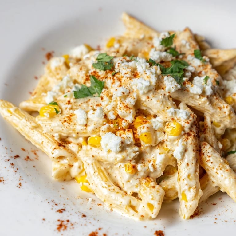 A vibrant bowl of Mexican Street Corn Pasta served warm with lime wedges, chili powder, and smoky paprika.