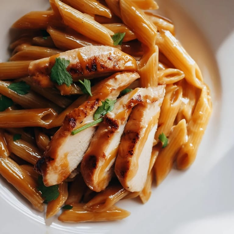 Savory honey chipotle chicken pasta served hot with fresh cilantro, a forkful ready to enjoy in a cozy kitchen setting.