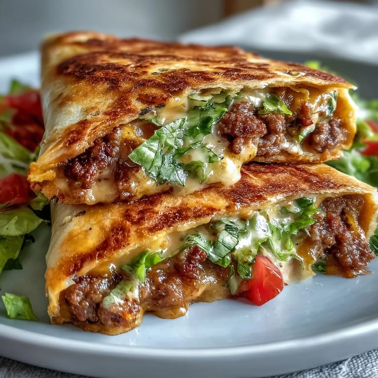 Homemade Keto Crunchwraps served warm on a plate with jalapeños, cilantro, and a dollop of sour cream.