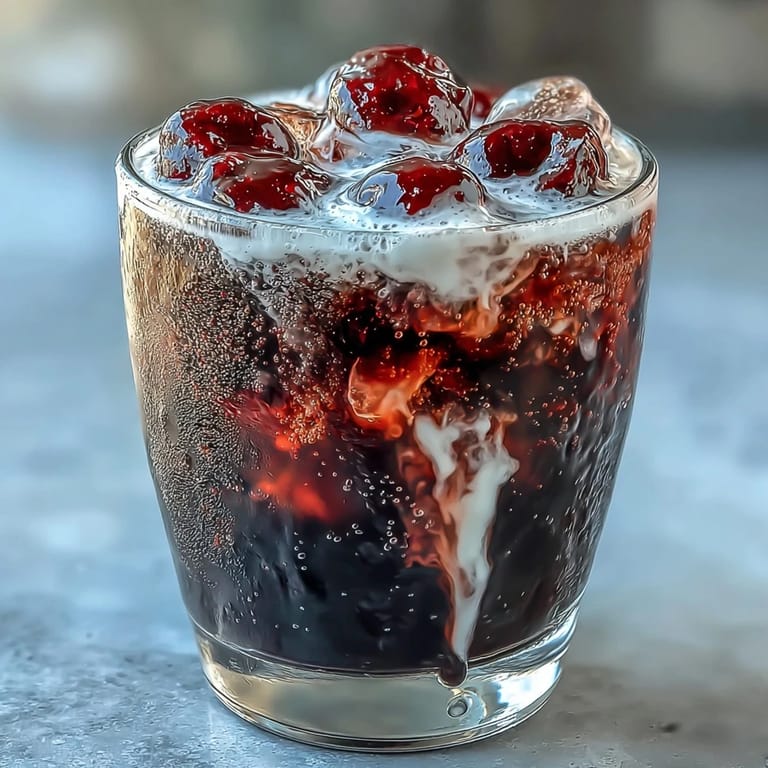 Glossy soda bubbles and deep purple syrup swirl, with a floating white coconut cream layer in this indulgent Midnight Malibu Dirty Soda.
