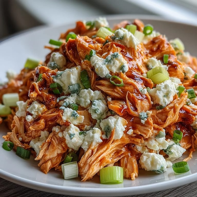 Protein-packed Buffalo Chicken Salad with Cottage Cheese, tangy buffalo sauce, and crunchy vegetables, served chilled.  