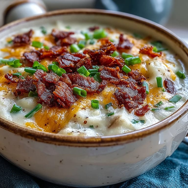 Comforting St. Patrick's Day Loaded Baked Potato Soup featuring tender potatoes and savory toppings.