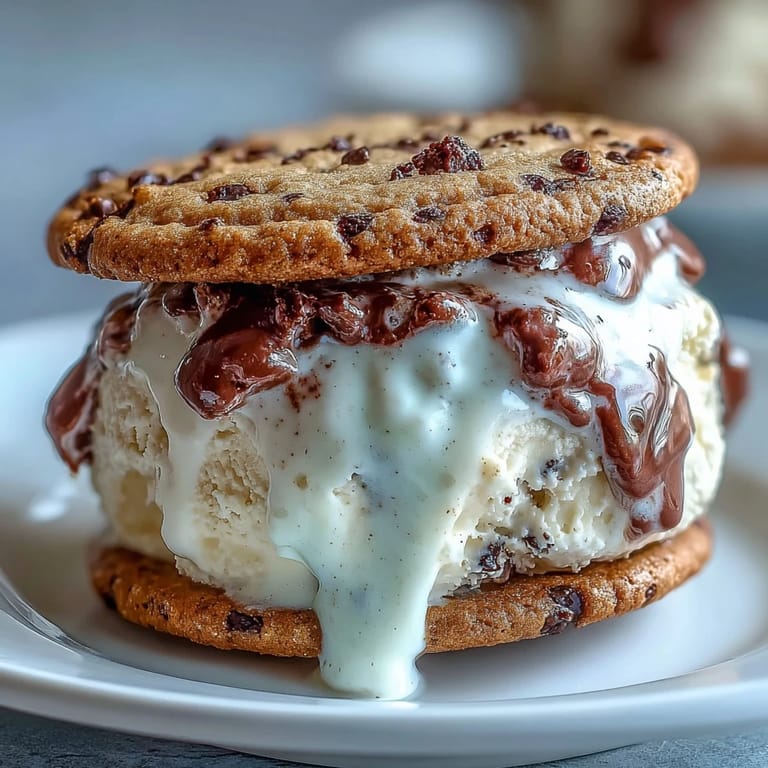Coffee cookies sandwiching rich vanilla bean ice cream, inspired by the classic vanilla bean Frappuccino flavor. A delightful frozen dessert for warm days.
