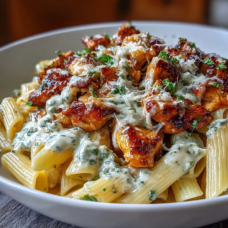 Velvety Creamy Crockpot Mississippi Chicken Pasta with tender chicken, tangy peppers, and smooth cream sauce, perfect for dinner.