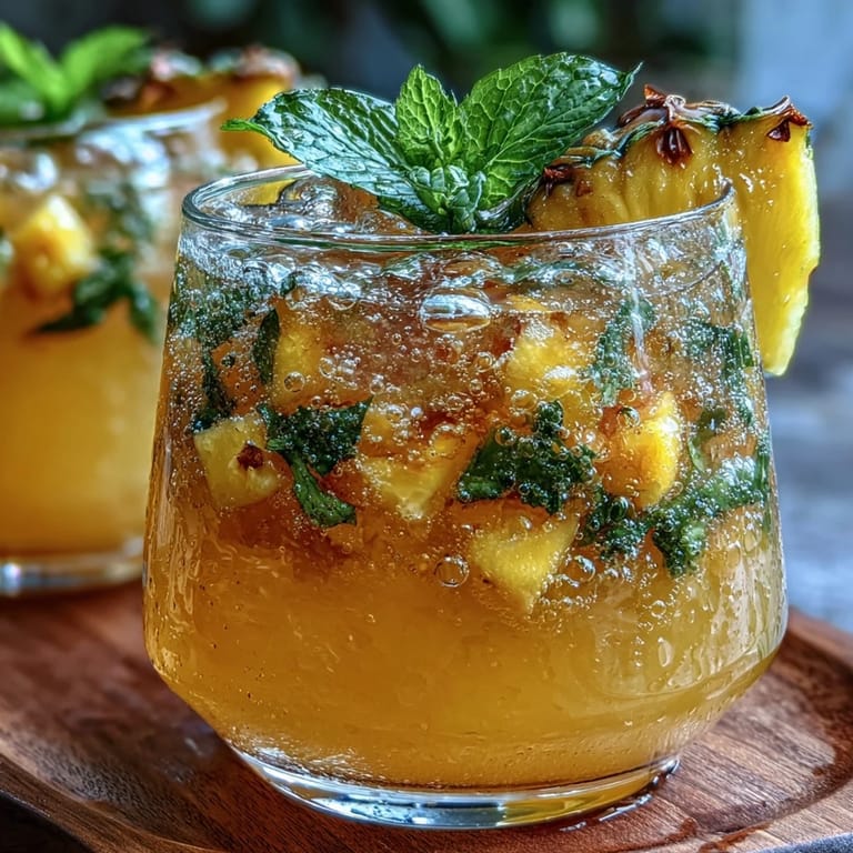 Bright, bubbly mango pineapple lemonade punch with citrus slices and mint, perfect for celebrating grads with a tropical twist.