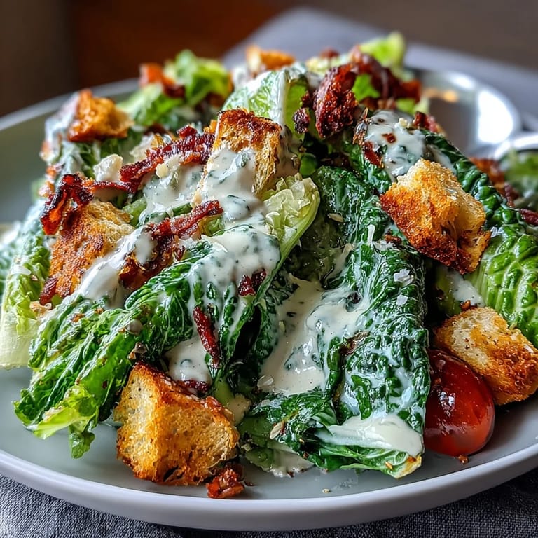 Creamy Tahini Caesar Salad bursting with flavor from romaine lettuce, cherry tomatoes, and a rich, tangy tahini-based dressing.